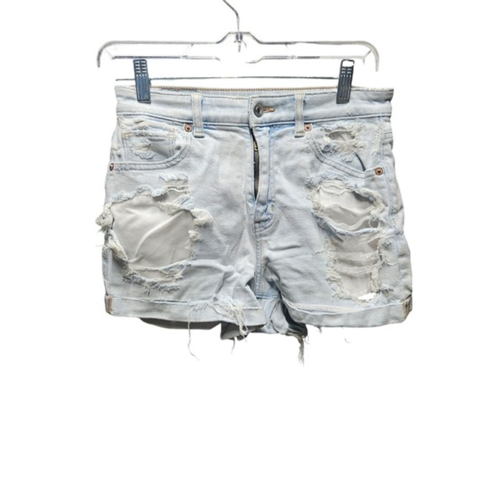 Women's American‎ Eagle Mom Light Blue Shorts Distressed Size 4 (O95)